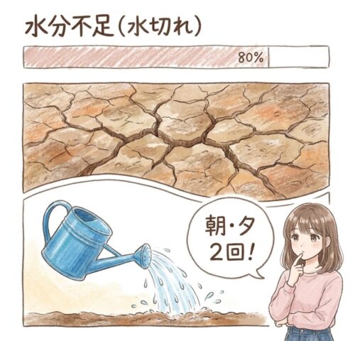 ゴーヤの葉っぱがシワシワの原因 水分不足(水切れ)