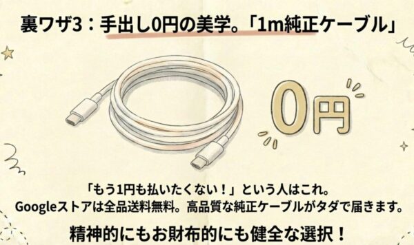 裏ワザ3:純正ケーブルに換えて、数百円は潔く捨てる