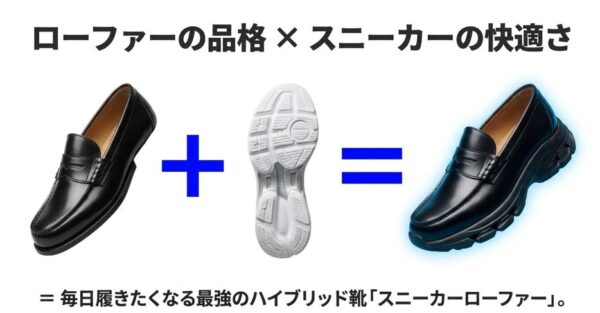 スニーカーとローファーの良いとこ取りの靴