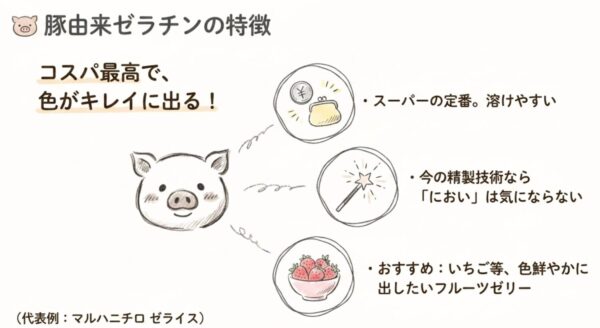 豚由来ゼラチンの特徴