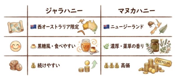 マヌカハニーとジャラハニーの違い