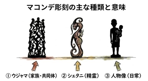 マコンデ彫刻の主な種類と意味