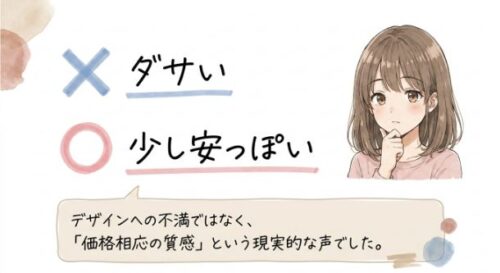 デザインへの不満ではなく、価格相応のの質感という声