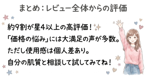 まとめ:レビュー全体からの評価