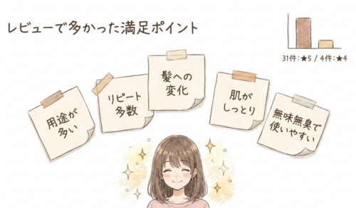 メビウスウォーターのレビューで多かった満足ポイント