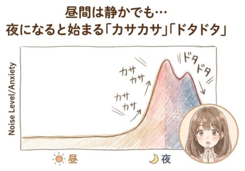 昼間は静かでも夜になると始まる天井裏の音